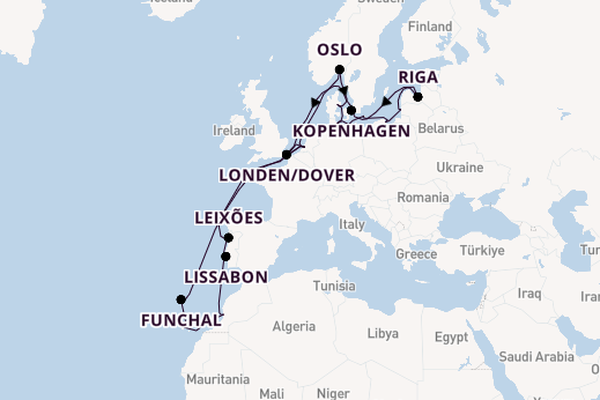 Portugal vanaf Rotterdam, Nederland met de Nieuw Statendam