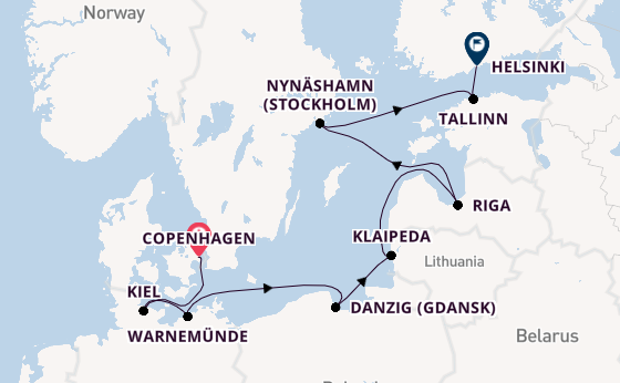 Baltic Sea from Copenhagen, Denmark with the Norwegian Jewel