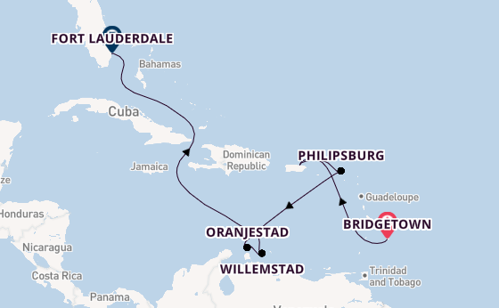 Caribbean vanaf Bridgetown, Barbados met de Crown Princess