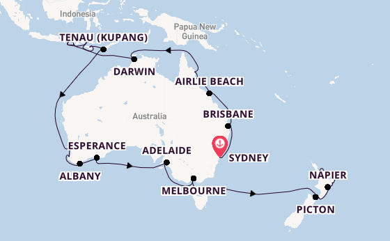 Australia and New Zealand from Sydney, Australia with the Riviera