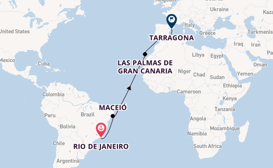Transatlantic from Rio de Janeiro, Brazil with the MSC Musica