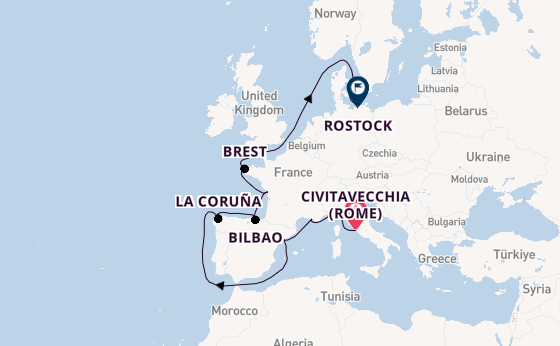 Westelijke Middellandse Zee vanaf Civitavecchia (Rome), Italië met de MSC Magnifica