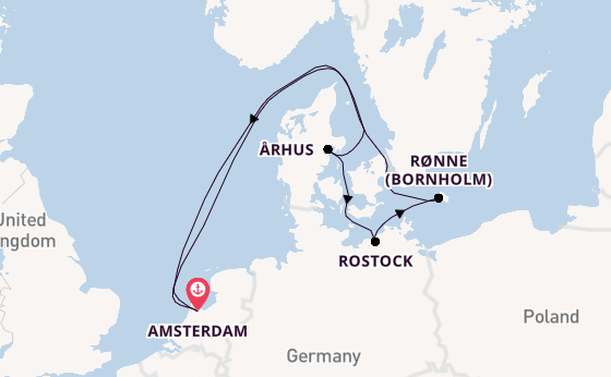 Europa vanaf Amsterdam, Nederland met de Zuiderdam