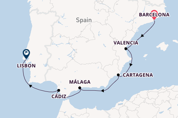 Western Mediterranean from Barcelona, Spain with the Aurelia