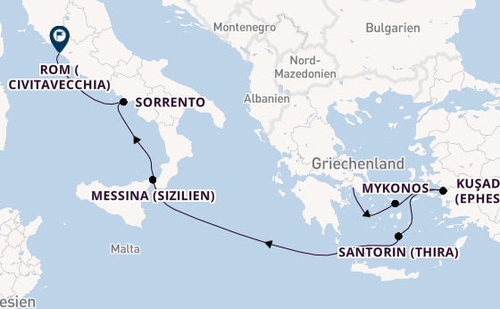 Mittelmeer ab Piräus (Athen), Griechenland auf der Seven Seas Prestige