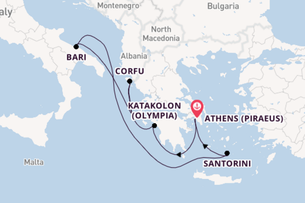 Eastern Mediterranean from Athens (Piraeus), Greece with the MSC Sinfonia