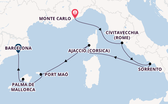 Westelijke Middellandse Zee vanaf Monte Carlo, Monaco met de EXPLORA I