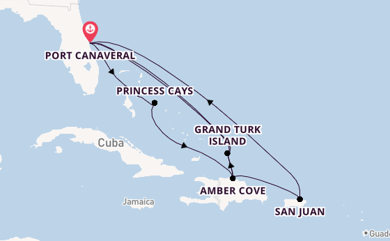 Caribbean from Port Canaveral, Florida, USA with the Caribbean Princess
