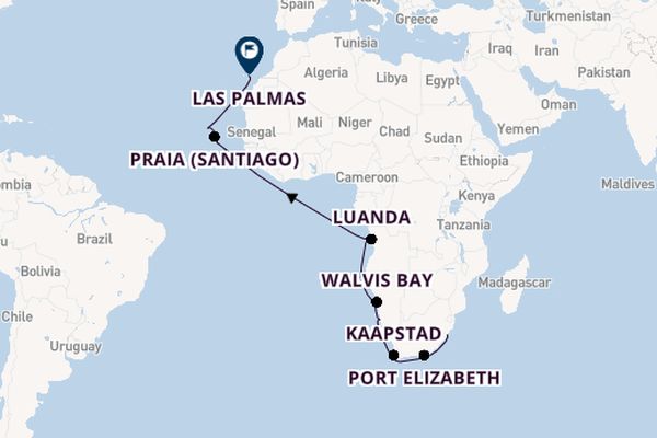 Zuidelijk Afrika vanaf Durban, Zuid-Afrika met de Amadea