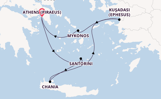 Eastern Mediterranean from Athens (Piraeus), Greece with the Scarlet Lady