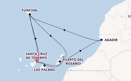 Kanarische Inseln ab Santa Cruz de Tenerife, Spanien auf der Azura