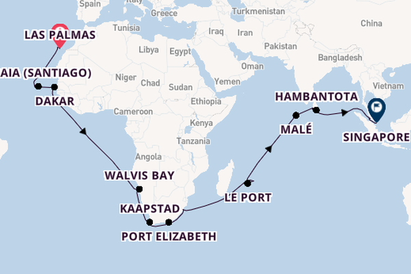 Afrika vanaf Las Palmas, Gran Canaria, Spanje met de Mein Schiff 6