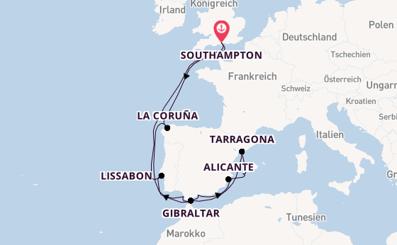 Westliches Mittelmeer ab Southampton, Großbritannien auf der MSC Virtuosa