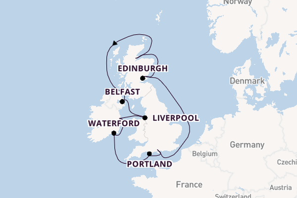 British Isles from Southampton, England with the Norwegian Sky