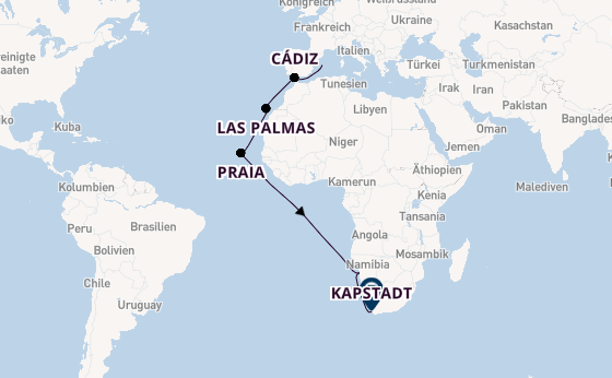 Südliches Afrika ab Palma de Mallorca, Spanien auf AIDAstella