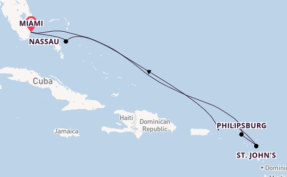 Caribbean from Miami, Florida, USA with the MSC Meraviglia