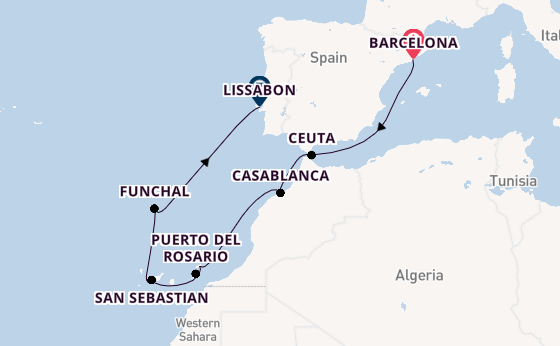 Canarische Eilanden vanaf Barcelona, Spanje met de EXPLORA II