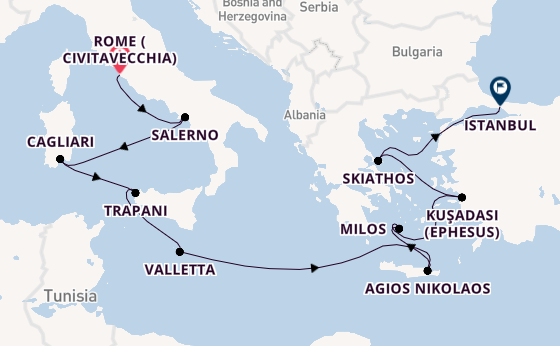 Mediterranean Sea from Rome (Civitavecchia), Italy with the Allura