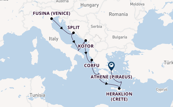 Middellandse Zee vanaf Fusina (Venice) met de MS EUROPA