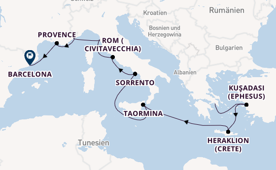 Mittelmeer ab Piräus (Athen), Griechenland auf der Azamara Onward