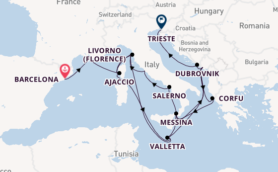 Western Mediterranean from Barcelona, Spain with the Enchanted Princess
