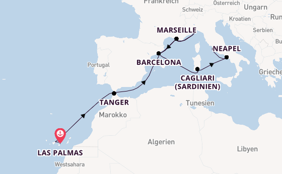 Westliches Mittelmeer ab Las Palmas, Gran Canaria auf der Costa Smeralda