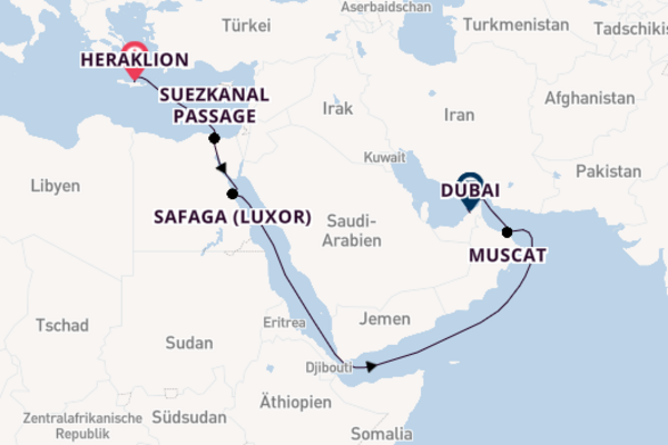 Von Heraklion über Port Said (Kairo) in 14 Tagen