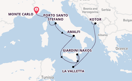 Middellandse Zee vanaf Monte Carlo, Monaco met de Seabourn Ovation