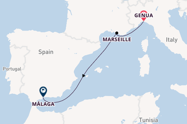 Westelijke Middellandse Zee vanaf Genua, Italië met de MSC Opera