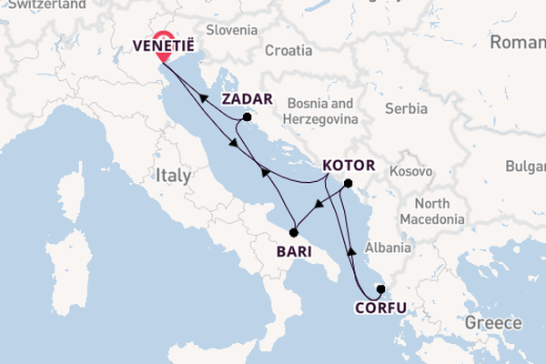 Middellandse Zee vanaf Venetië, Italië met de MSC Opera
