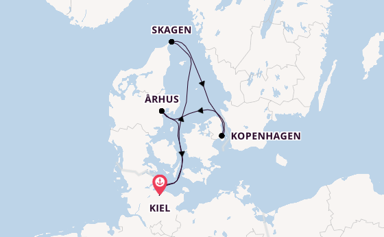 Oostzee vanaf Kiel, Duitsland met AIDAnova