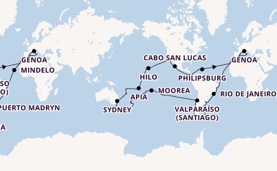 Round-the-World Trip from Marseille, France with the MSC Magnifica