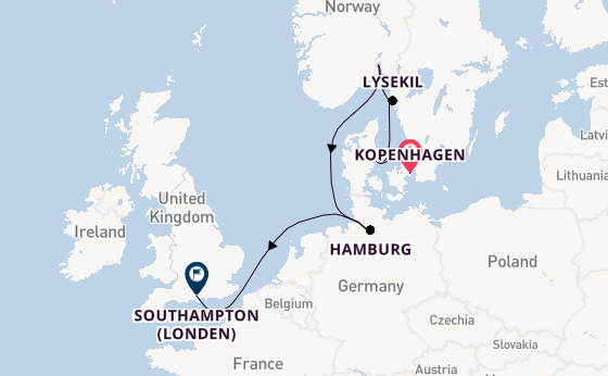Engeland vanaf Kopenhagen, Denemarken met de EXPLORA IV