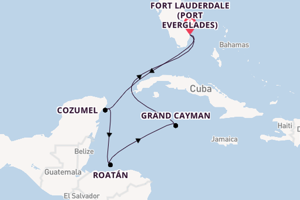 Western Caribbean from Fort Lauderdale (Port Everglades), Florida, USA with the Sun Princess