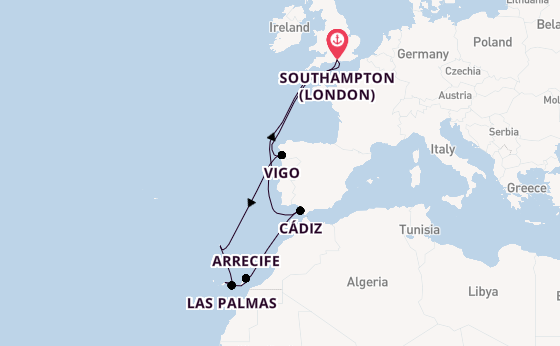 Canary Islands from Southampton, England with the MSC Virtuosa