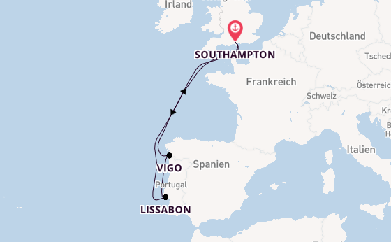 England ab Southampton, Großbritannien auf der Queen Mary 2