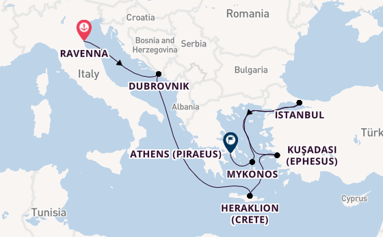 Mediterranean Sea from Ravenna, Italy with the Norwegian Gem