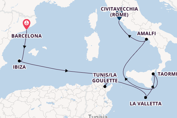 Westelijke Middellandse Zee vanaf Barcelona, Spanje met de EXPLORA I