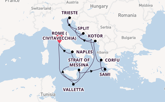 Mediterranean Sea from Rome (Civitavecchia), Italy with the Queen Victoria