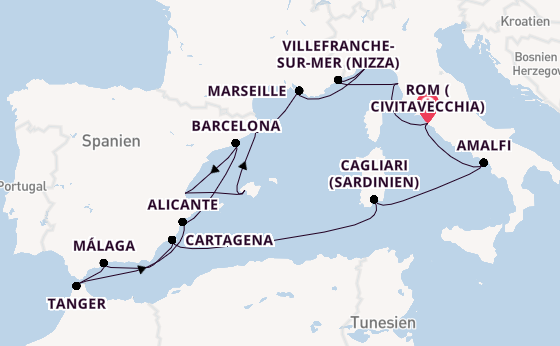 Westliches Mittelmeer ab Civitavecchia (Rom), Italien auf der EXPLORA II