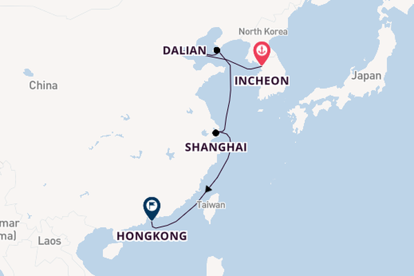 China vanaf Incheon, Zuid-Korea met de Azamara Pursuit