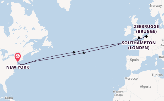 trans-Atlantisch vanaf New York, Verenigde Staten met de Queen Mary 2