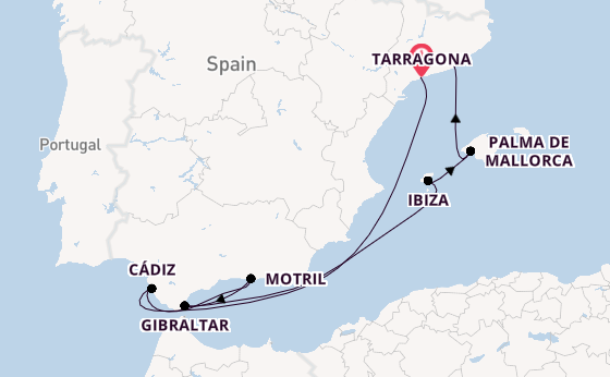 Western Mediterranean from Tarragona, Spain with the Norwegian Dawn