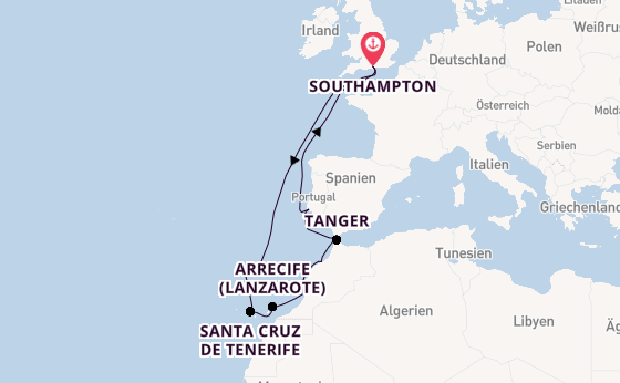 Nordafrika ab Southampton, Großbritannien auf der Queen Victoria