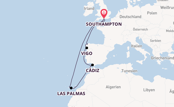 Kanarische Inseln ab Southampton, Großbritannien auf der Ventura