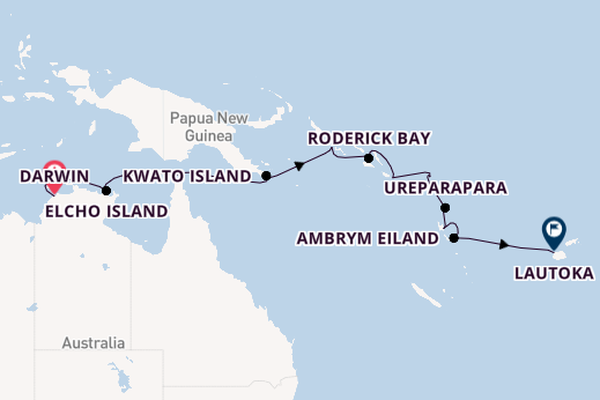 Zuidelijke Stille Oceaan vanaf Darwin, Australië met de Le Jacques Cartier