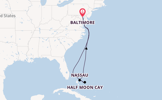 Caribbean vanaf Baltimore, Verenigde Staten met de Carnival Miracle