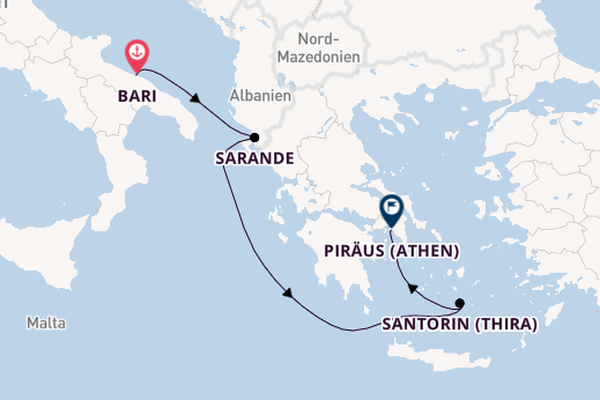 Östliches Mittelmeer ab Bari, Italien auf der EXPLORA II
