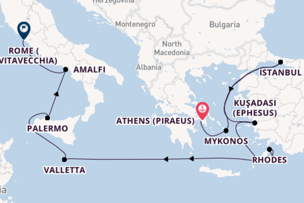 11 day trip from Athens (Piraeus) to Rome (Civitavecchia)