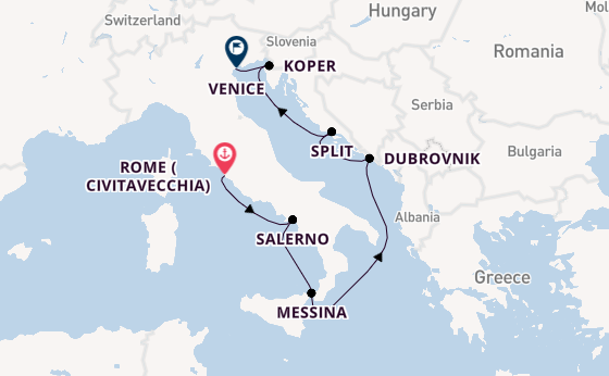 Mediterranean Sea from Rome (Civitavecchia), Italy with the Seven Seas Grandeur